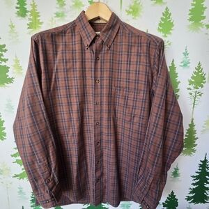 Classic Brown Plaid Button-Down Shirt